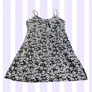 Hollister Black & White/Yellow Floral Spaghetti Strap Mini Dress